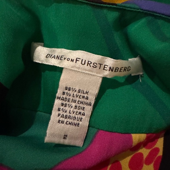 DVF Diane Von Furstenberg CALIDA Runway Dress Tropical Dot Flower Silk Sz 2 - Picture 9 of 11